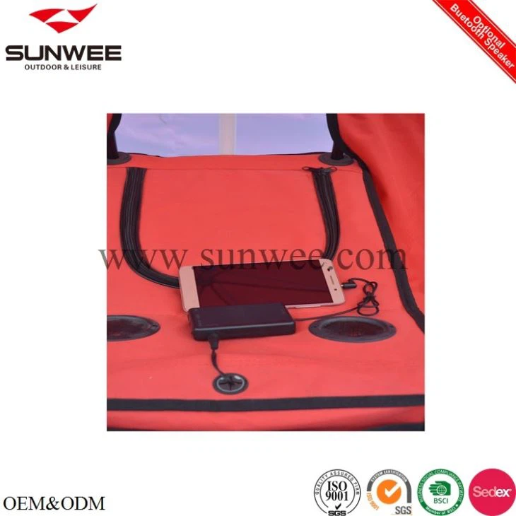 Double camping chair with bluetooth speaker